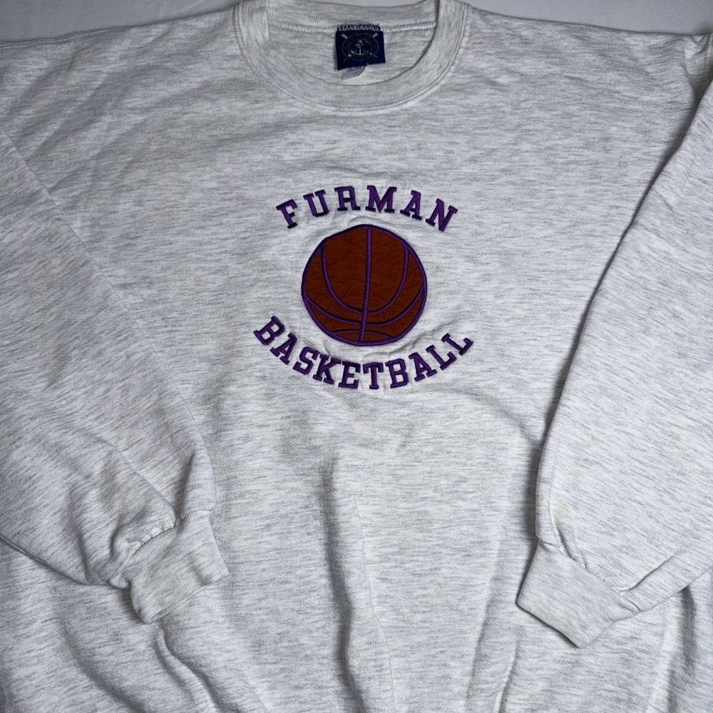 Vintage Oarsman 913 Furman Basketball Sweatshirt XL Gray Embroidered 90s NCAA